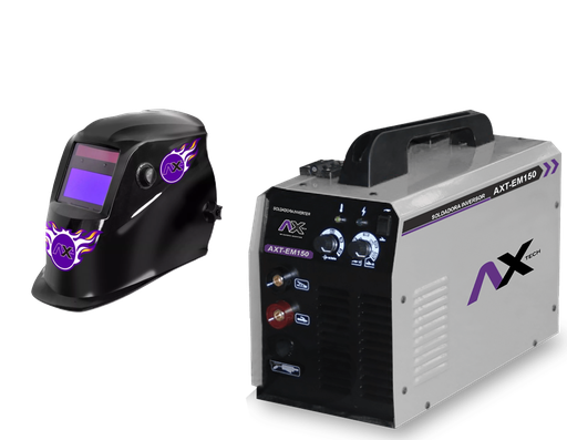 Paquete Soldadora Inversor MIG/MAG y Electrodo 130A, 110V con Careta Electrónica Ax Tech AXT-PEM150