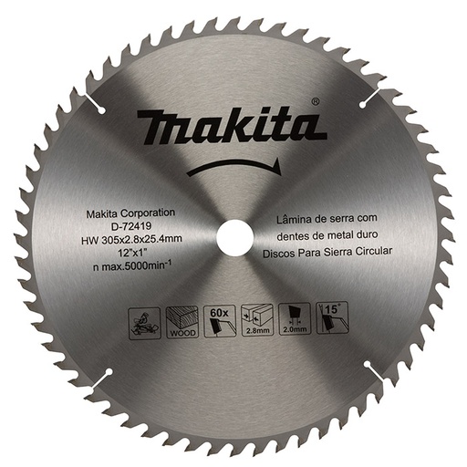 [D-72419] Disco De Corte Para Madera 12 Pulgadas Makita D-72419 